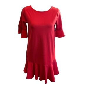 Polo by Ralph Lauren Red Tunic with Crew Neck and Ruffled Hem